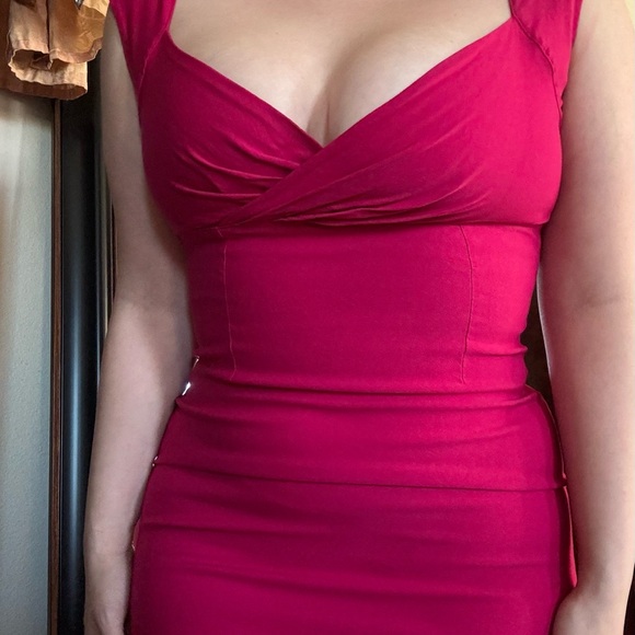 Pinup Couture “Erin” 1950s style Hot Pink Wiggle Dress Size M - Picture 7 of 8